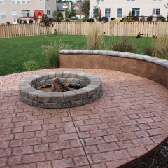 firepit and seat wall