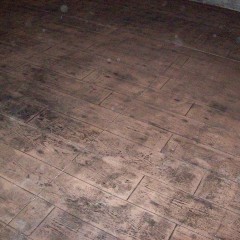 Wood Pattern Stamped Concrete Basement Floor